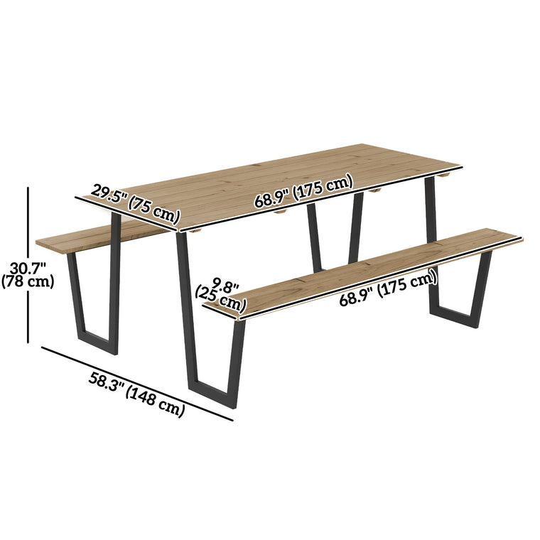 5.7ft Spruce Wood Picnic Table with Umbrella Hole
