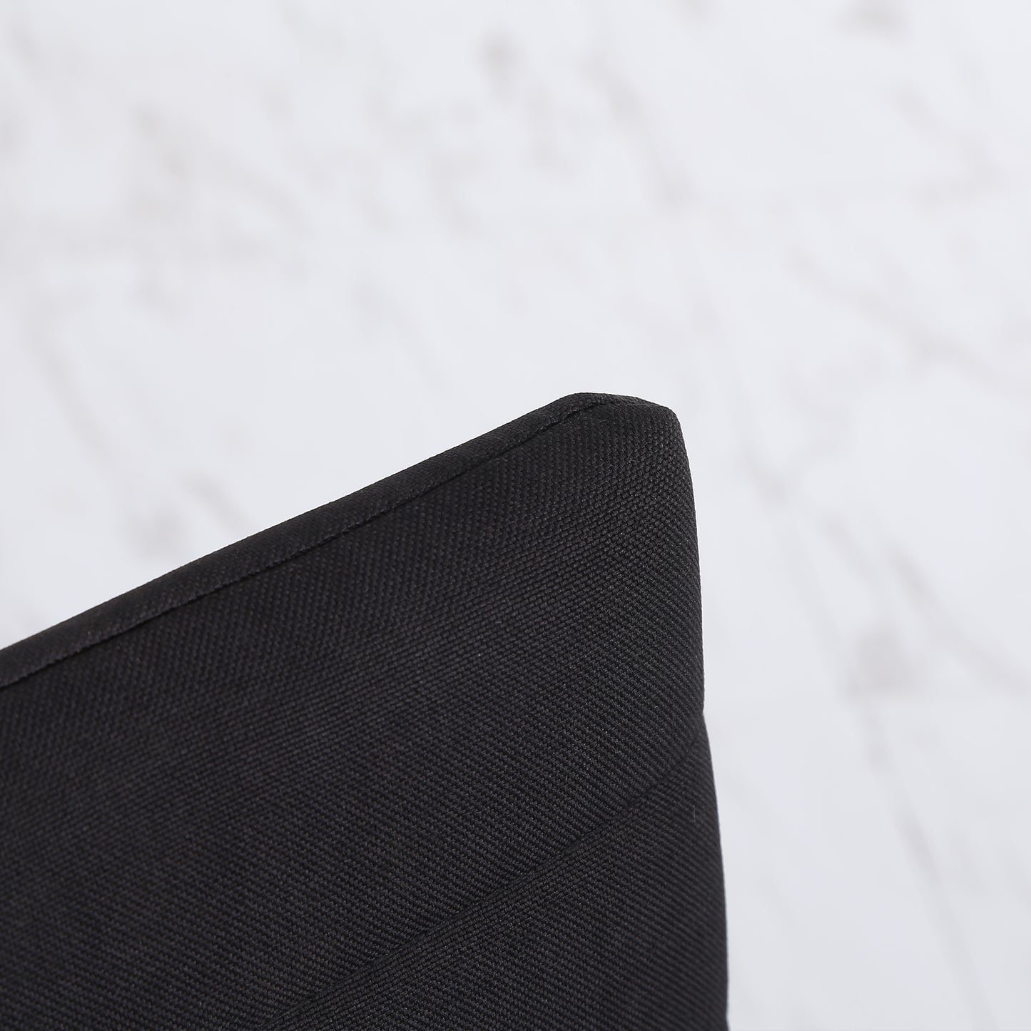 Modern Dining Chairs High Back Upholstered Linen Fabric with Metal Legs for Kitchen Black