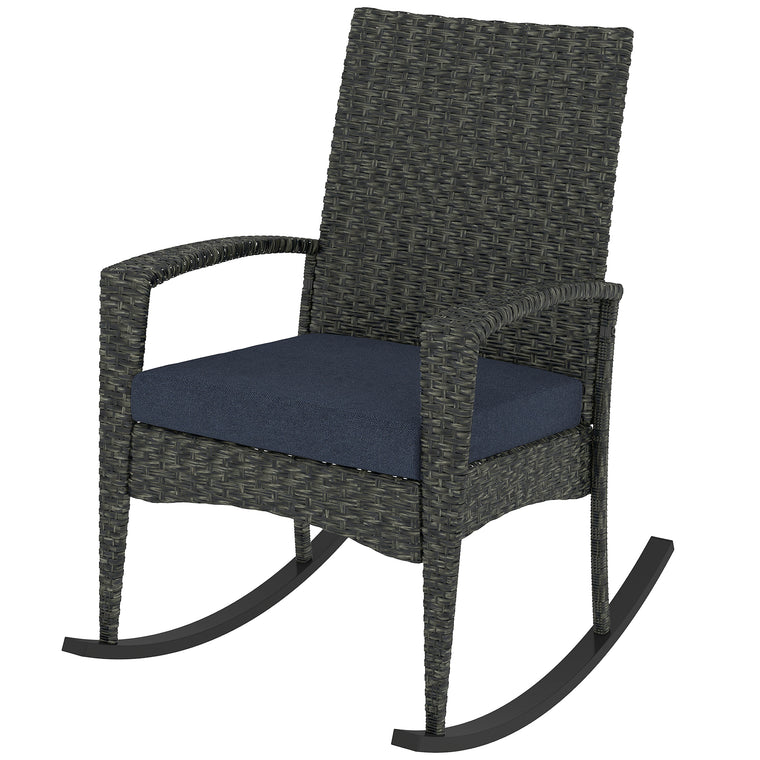 Wicker Rocking Chair with High Back & Armrests