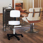 Rolling Stool with Wheels, Swivel Stool with Back Support, Adjustable Height, PU Leather Drafting Chair for Home Office, White