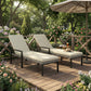 Chaise Lounge Chairs Outdoor, Set of 2 Wicker Patio Lounge Chairs with 5-Level Adjustable Backrest, Cushion