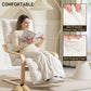 Accent Chair, Velvet Upholstered Living Room Chair with Footrest, Wood Frame, Cream White