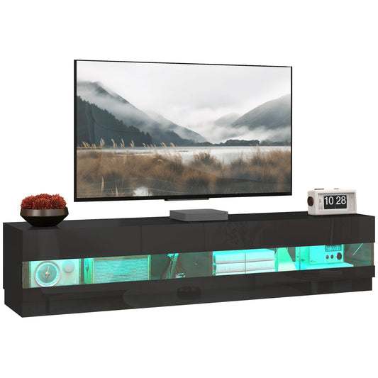 Lighted TV Stand for TVs up to 75" with Storage - Gloss Black