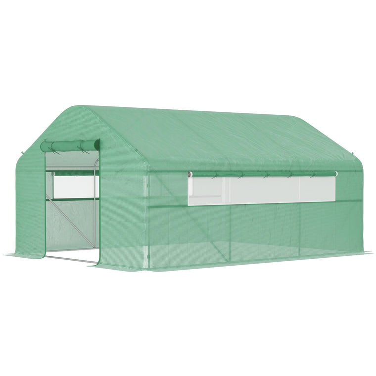 13' x 10' x 6.5' Green Tunnel Greenhouse with Steel Frame