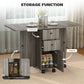 Foldable Dining Table, Rolling Kitchen Table with Storage Drawers and Cabinet, Drop Leaf Table on Wheels, Grey
