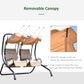 Luxury Porch Swing Metal Outdoor Swing Chair 2 Separated Seater Hammock Heavy-Duty with Canopy and Cushions, Beige