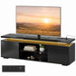 TV Stand for TVs up to 60 Inch, Modern Entertainment Center with LED Lights and Power Outlets, High Gloss Black