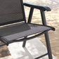 4-Piece Folding Chair Set for Relaxing on Patio Balcony Garden, Comfortable Outdoor Furniture with Armrests, Dark Grey