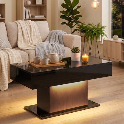 LED Coffee Table with 2 Drawers and Remote