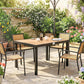 Aluminum Outdoor Dining Table for 6, Patio Rectangular Table, 47.2" x 35.4" x 29.1", Natural