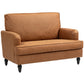 Modern Accent Chair, Leathaire Armchair with Turned Legs and Wide Seat, Comfy Chair for Living Room, Brown