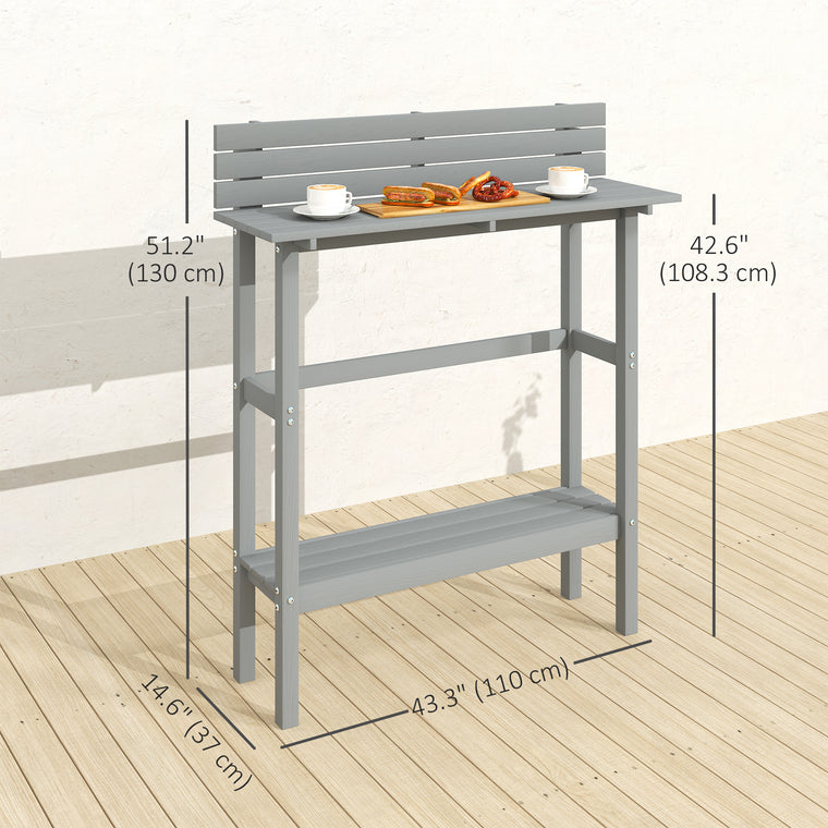 110cm Rectangle Bar Table with Built-In Footrest