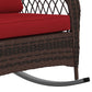 Outdoor Wicker Rattan Rocking Chair Patio Rocker with Thick Cushions for Garden Backyard Porch, Light Green