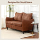 55" Loveseat Sofa, Small 2 Seater Couch with Solid Wood Legs, Modern PU Leather Upholstered Sofa for Small Spaces, Brown