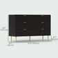 6-Drawer Dresser with Gold Legs - Black