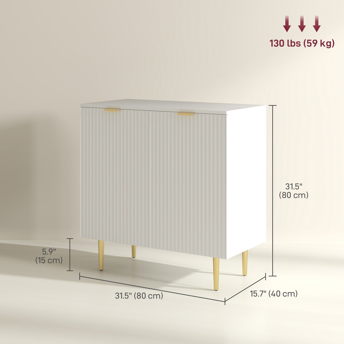 Sideboard Buffet Cabinet with Metal Legs - White