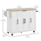 Rolling Kitchen Island Cart with Wood Top - White