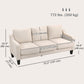 3 Seater Sofa, Modern Couch with Pocket Spring, Linen Upholstered, Thick Padded, Beige