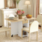 Folding Dining Table, Space Saving Drop Leaf Table with Drawer and Storage Shelves for Kitchen, Dining Room, Oak