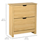 Shoe Storage Cabinet with 2 Flip Drawers and Adjustable Shelves for 12 Pairs of Shoes, Natural Wood