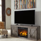 Wynnlow - Gray - TV Stand With Faux Firebrick Fireplace Insert