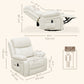 Leather Swivel Massage Recliner with Remote - Cream White