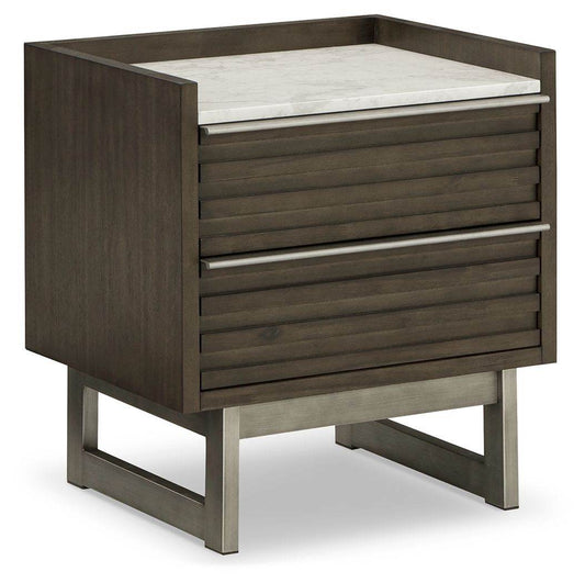 Arkenton - Grayish Brown / White - Two Drawer Night Stand - Forward Furniture