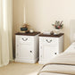 Set of 2 End Tables with Drawer and Cabinet - White