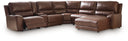 6 Pc. Power Reclining Sectional With RAF Press Back Power Chaise And Storage Console