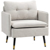 Tufted Accent Armchair with Steel Legs - Cream White
