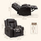 Swivel Massage Recliner Chair Rocker, Overstuffed Manual Reclining Sofa, PU Leather Rocking Chair with Side Pockets, Cup Holders, for Living Room, Nursery, Brown