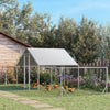 Chicken Run, 23' x 6.6' Metal Chicken Coop with Waterproof and Anti-UV Cover, Spire Roof, Door, for 12-14 Chickens, Ducks, Rabbits, Sliver