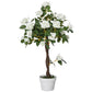 3FT Artificial Plant White Rose Floral in Pot, Fake Plant for Home Indoor Decor