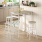 3 Piece Counter Height Bar Table Set with 1 Table, 2 Matching Stools, Dining Table Set with Storage Shelf and Metal Frame Footrest, White and Oak