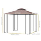 10'x10' Soft-top Steel Patio Gazebo Outdoor Sun Shelter with 2-Tier Polyester Roof, Curtain Sidewalls, Brown