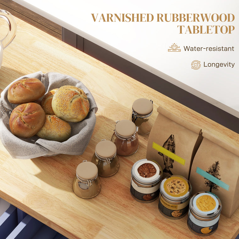 Rolling Kitchen Island Cart with Wood Top