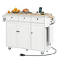 Rolling Kitchen Island with Drop Leaf & Charging Station - White