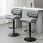 Swivel PU Leather Barstools Set of 2 Adjustable Bar Stools with Footrest Back for Kitchen Counter Dining Room Grey