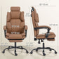 Reclining Executive Office Chair with Headrest and Footrest - Brown