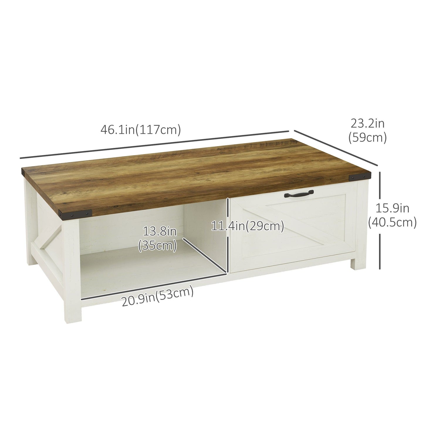 Industrial End Table with Drawer and Shelf - Brown