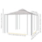 10' x 10' Steel Outdoor Patio Gazebo Canopy with Removable Mesh Curtains, Display Shelves, & Steel Frame, Brown