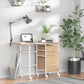 Foldable Computer Desk with Drawers and Wheels - Natural