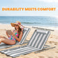 2 Pieces Beach Lounge Chair, Outdoor Folding Chaise Lounge Set w/ Pillow for Sunbath, Snap, Beige