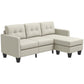 Small Corner Sofa, 3 Seater Sectional Couch with Ottoman, Corner Sofa with Thick Padded Cushion and Wood Legs, Beige