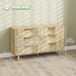 Fluted Chest of Drawers, Modern 6 Drawer Dresser with Pine Wood Legs, Finger Pulls for Closet, Living Room, Hallway, Oak