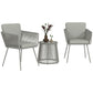 3 Piece Outdoor Patio Bistro Set, Wicker Rattan Furniture with Metal Legs for Garden, Backyard, Light Grey