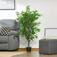 4.5ft Ficus Artificial Plant with Realistic Leaves, Potted Fake Tree for Home Office Indoor Decor, Green