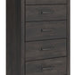 Hollivern - Dark Gray - Five Drawer Chest