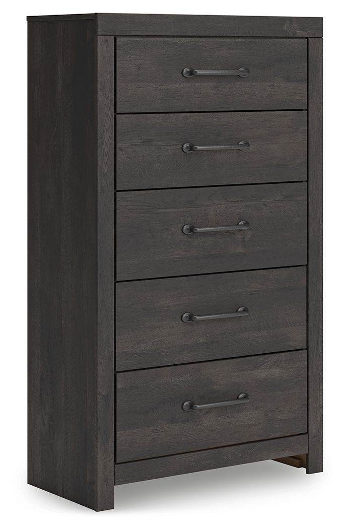 Hollivern - Five Drawer Chest - Dark Gray