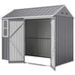 8.5' x 5.5' Metal Garden Storage Shed, Outdoor Tool Storage House with Lockable Door, Vents, Sloped Roof, Light Grey